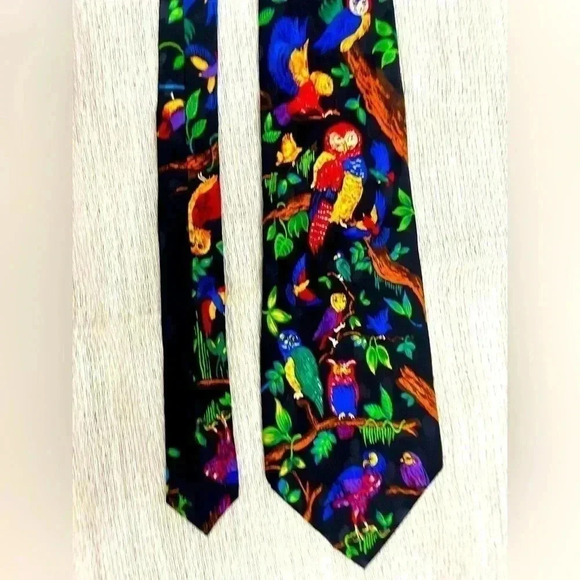 3/$10 Bundle Addiction Silk Tie Hand Made Owls Colorful Father’s Day Tropical - Picture 1 of 4